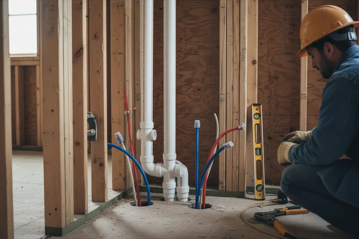 Drain and supply rough-in during Toilet Repair and Installation in Mauricetown